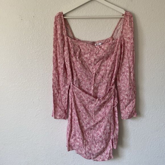 Reformation Rosalie Pink Floral Long Sleeve Crepe Dress Size 8 - Picture 3 of 5